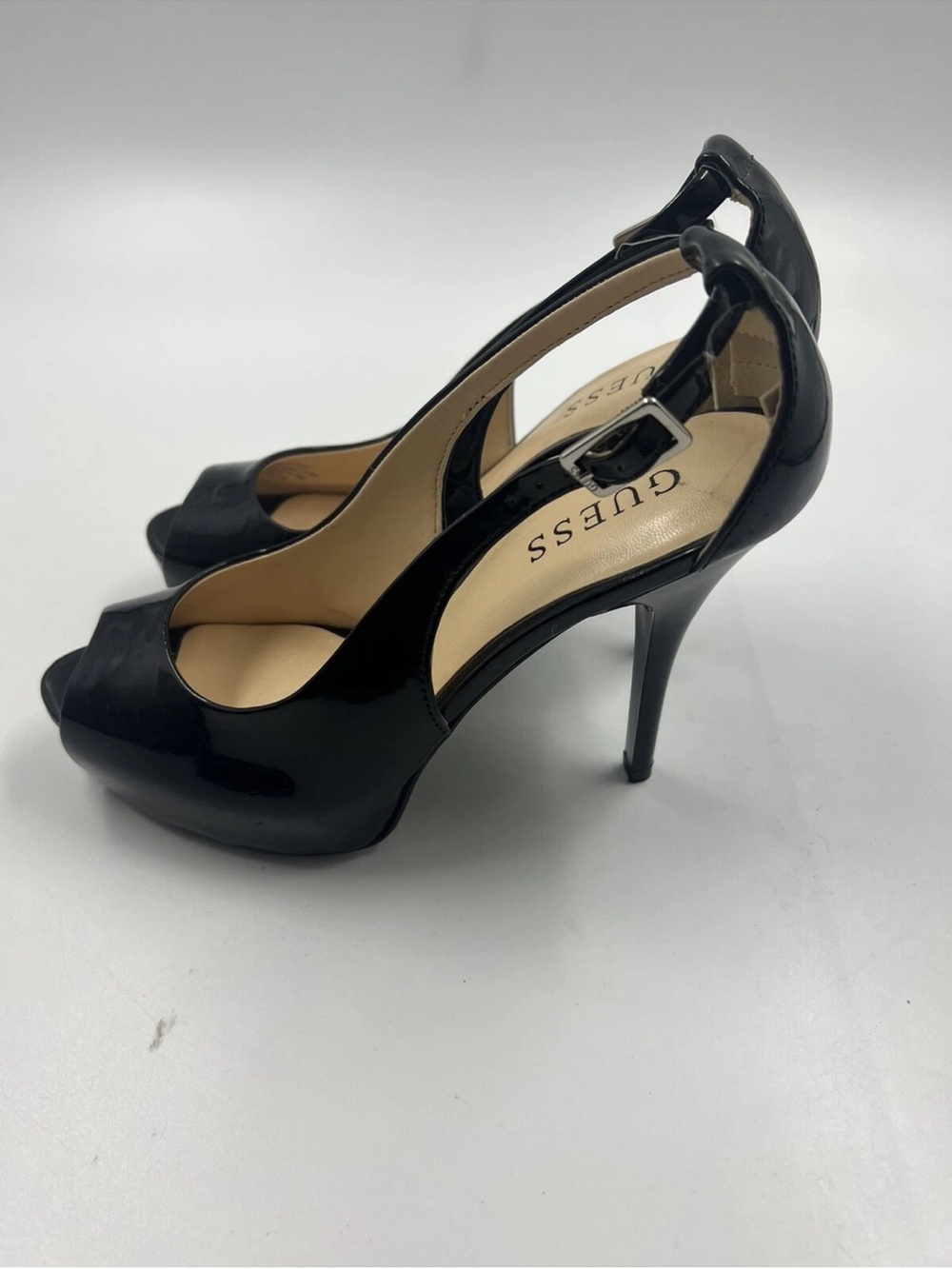 Guess Patent Black Stiletto Heel Shoes Woman Size 7 - Picture 4 of 5